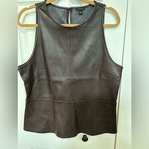 Ann Taylor Brown faux Leather Sleeveless Top